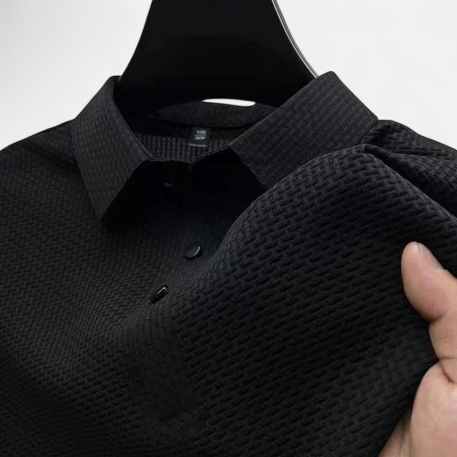 Fiventa | Men’s Summer Polo Shirt in Bone Weave Texture