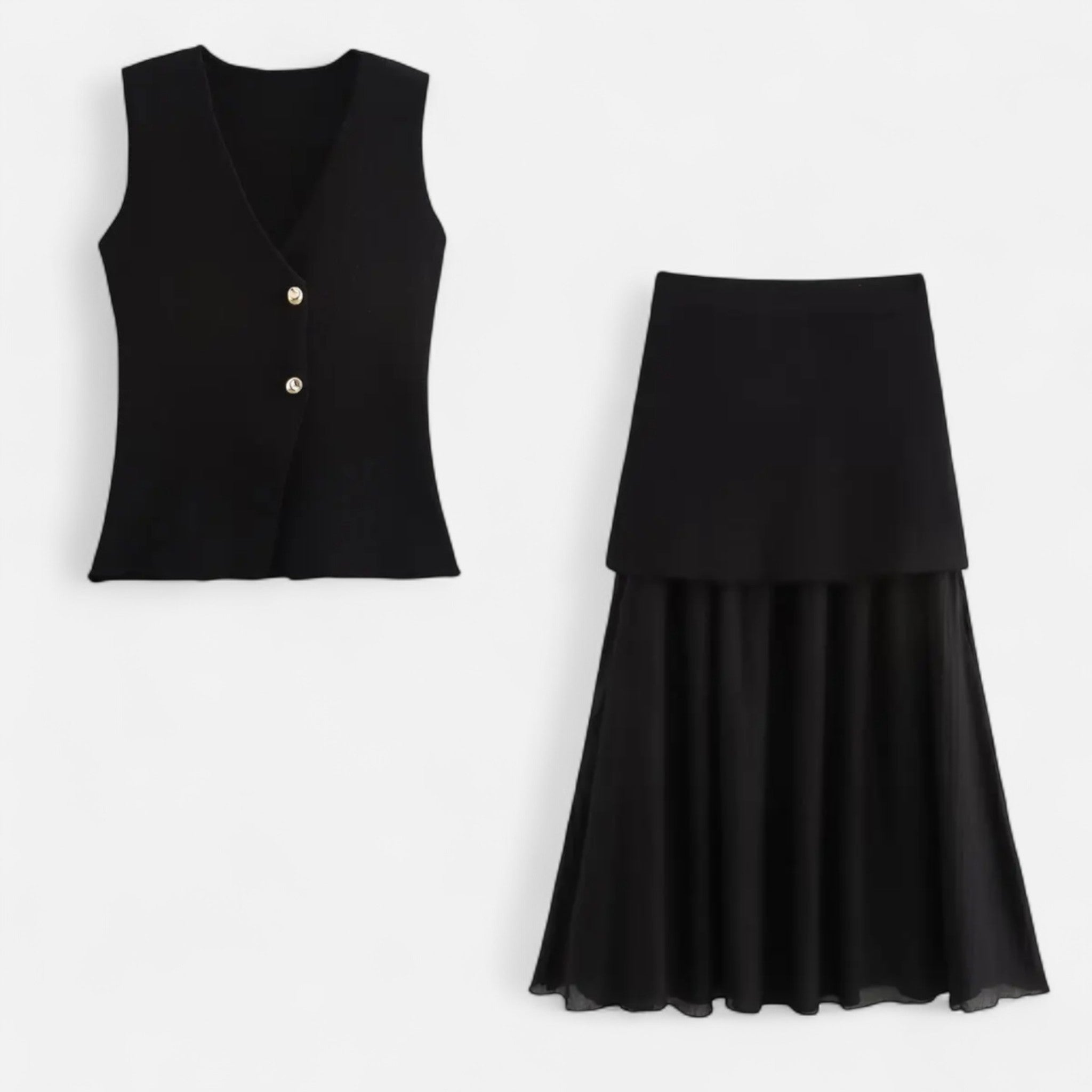 Fiventa | Women’s Knitted Vest & High-Waist Skirt Set