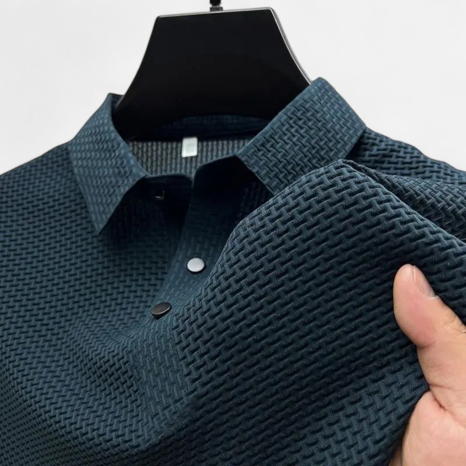Fiventa | Men’s Summer Polo Shirt in Bone Weave Texture
