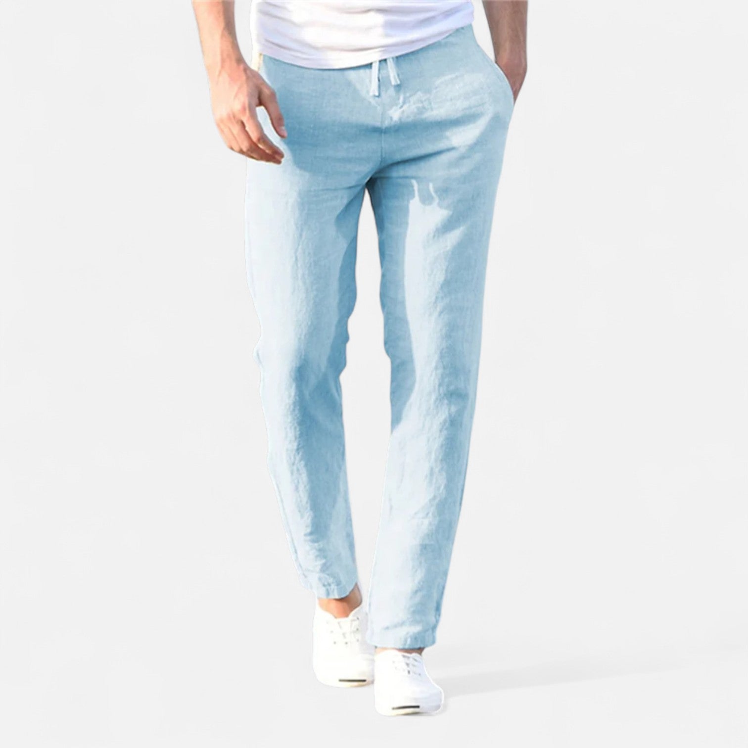 Fiventa | Men’s Breathable Solid Linen Pants for Everyday Ease