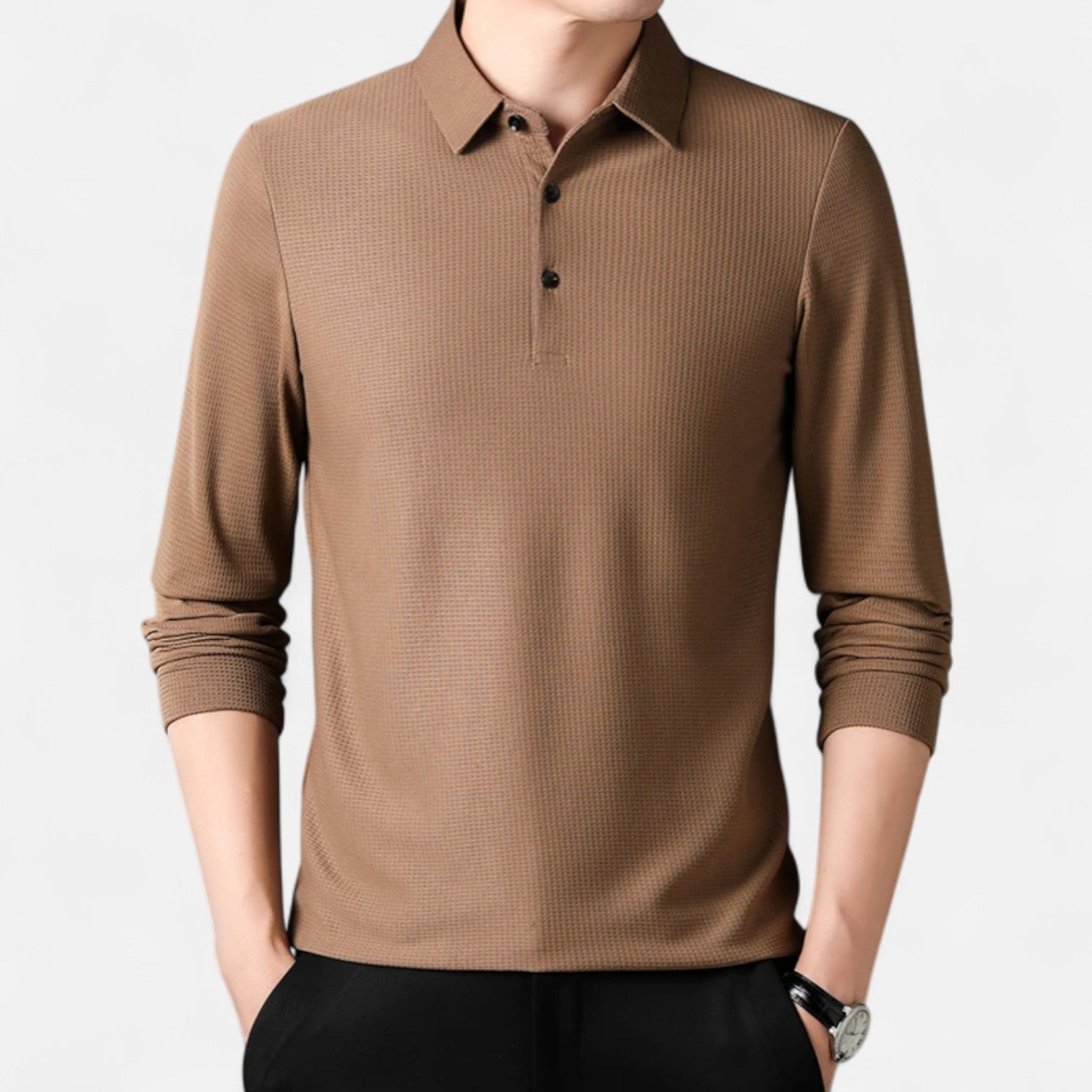 Fiventa | Men’s Business Casual Polo Shirt in Knit Texture
