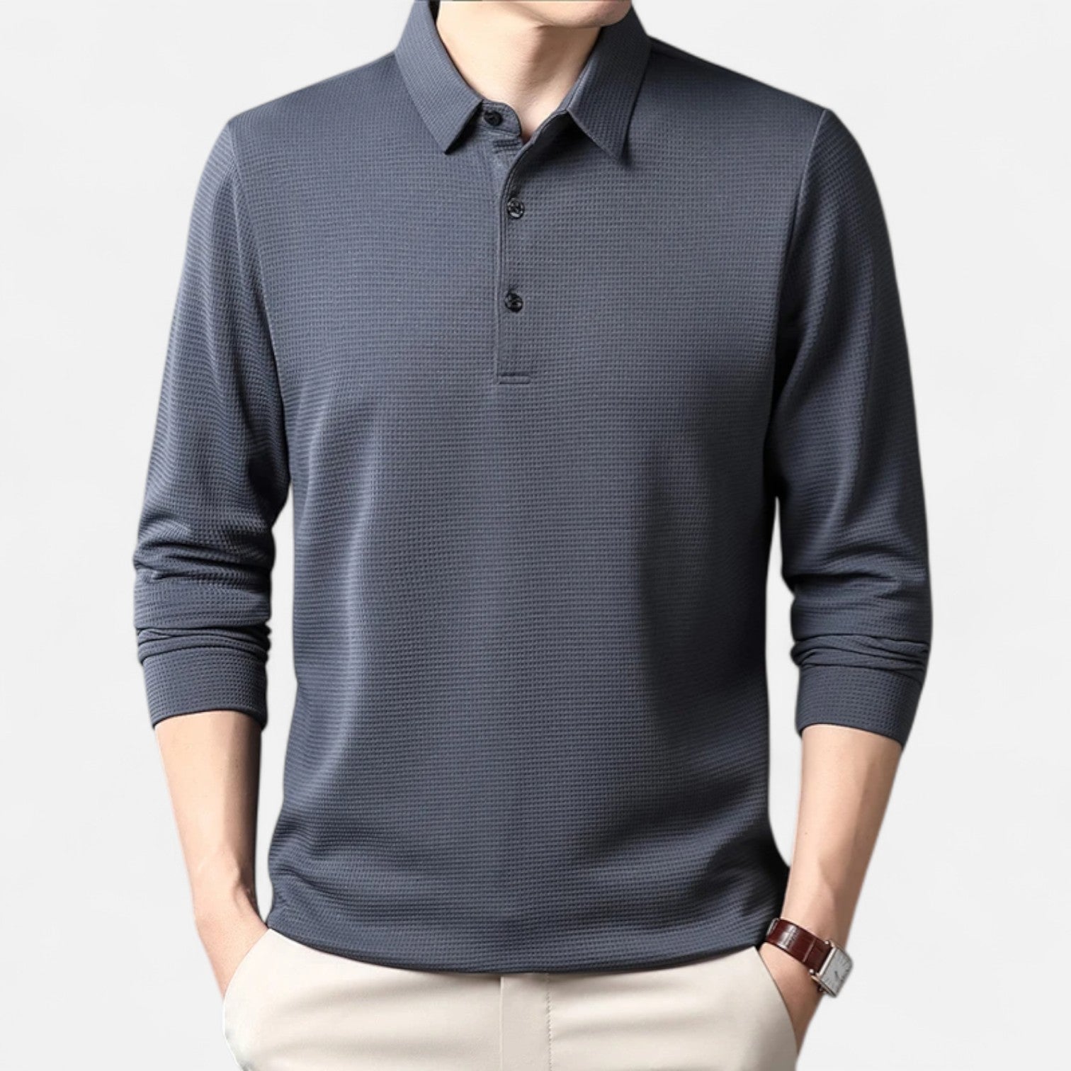 Fiventa | Men’s Business Casual Polo Shirt in Knit Texture