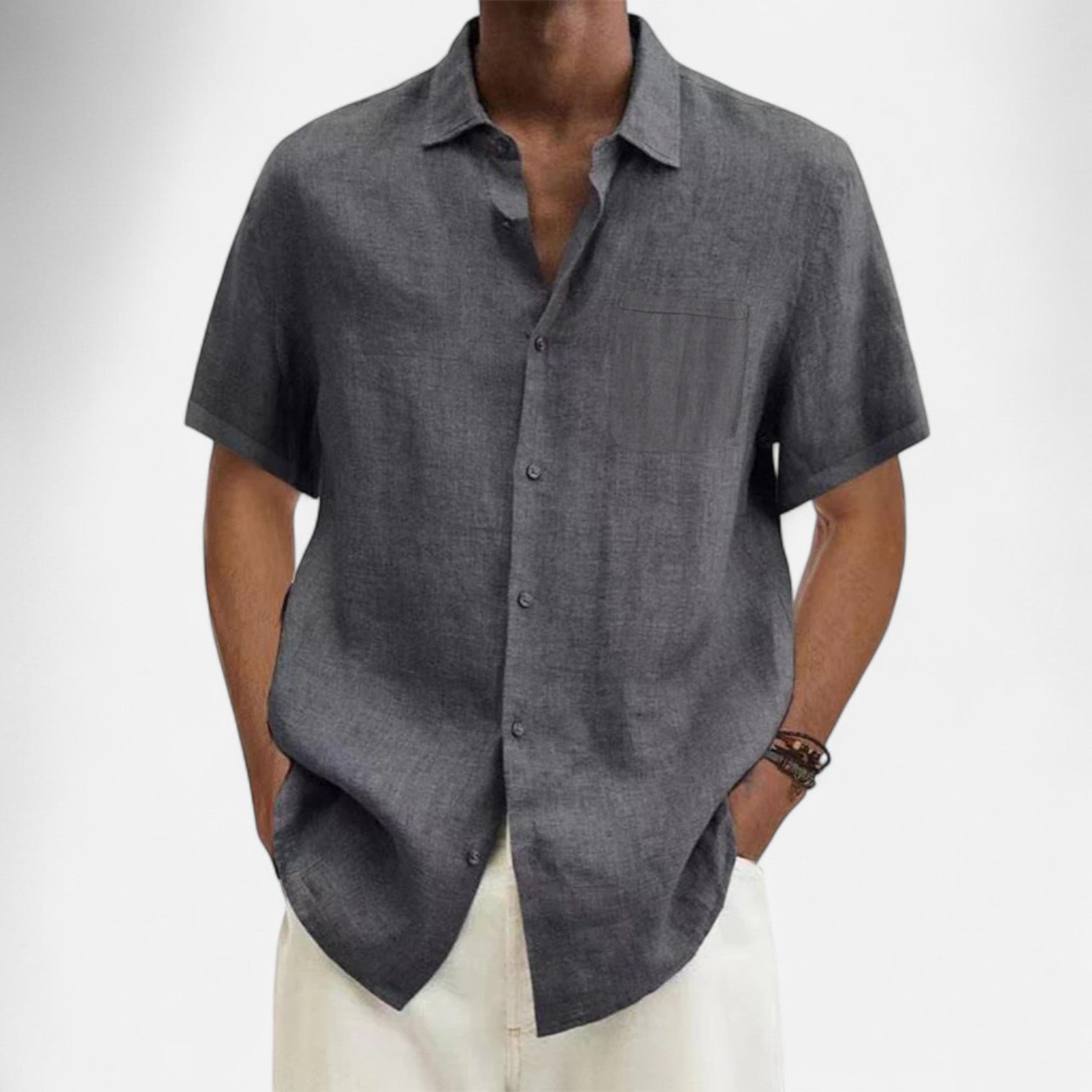 Fiventa | Men’s Short-Sleeve Beach Shirt with Turn-Down Collar