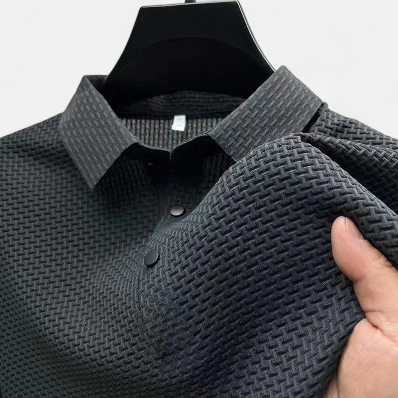 Fiventa | Men’s Summer Polo Shirt in Bone Weave Texture