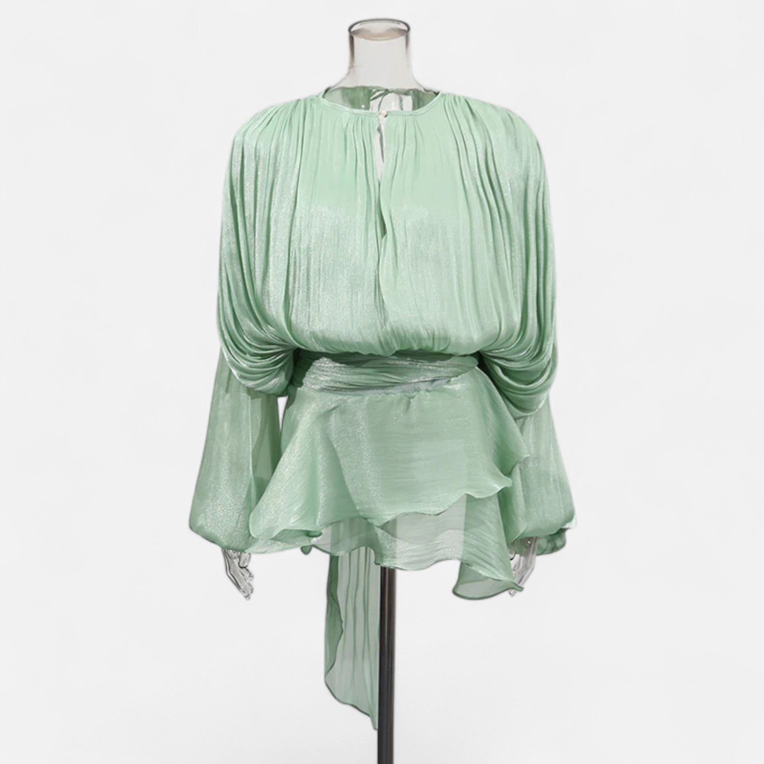 Fiventa | Women’s Draped Silk-Effect Blouse Dress with Waist Tie