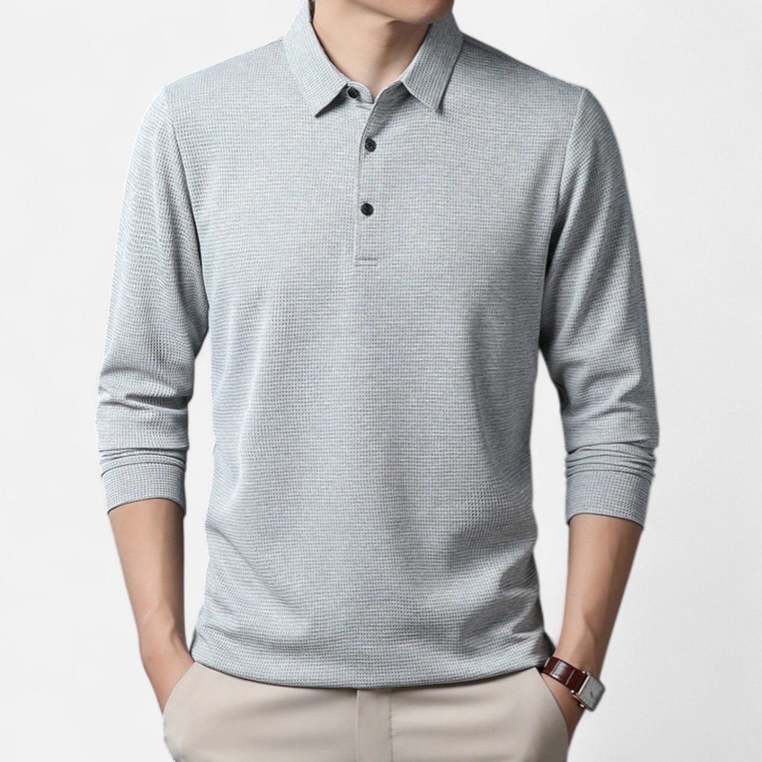 Fiventa | Men’s Business Casual Polo Shirt in Knit Texture