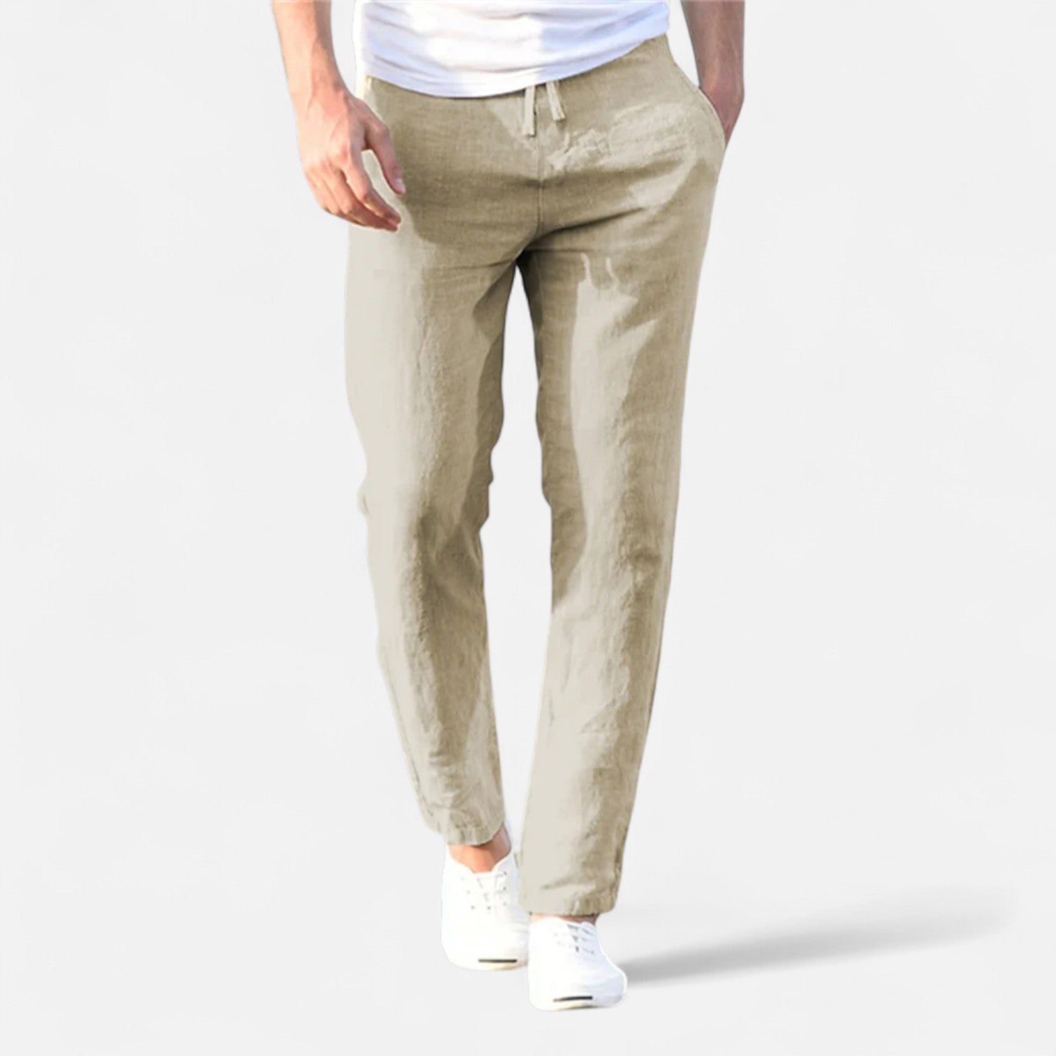 Fiventa | Men’s Breathable Solid Linen Pants for Everyday Ease