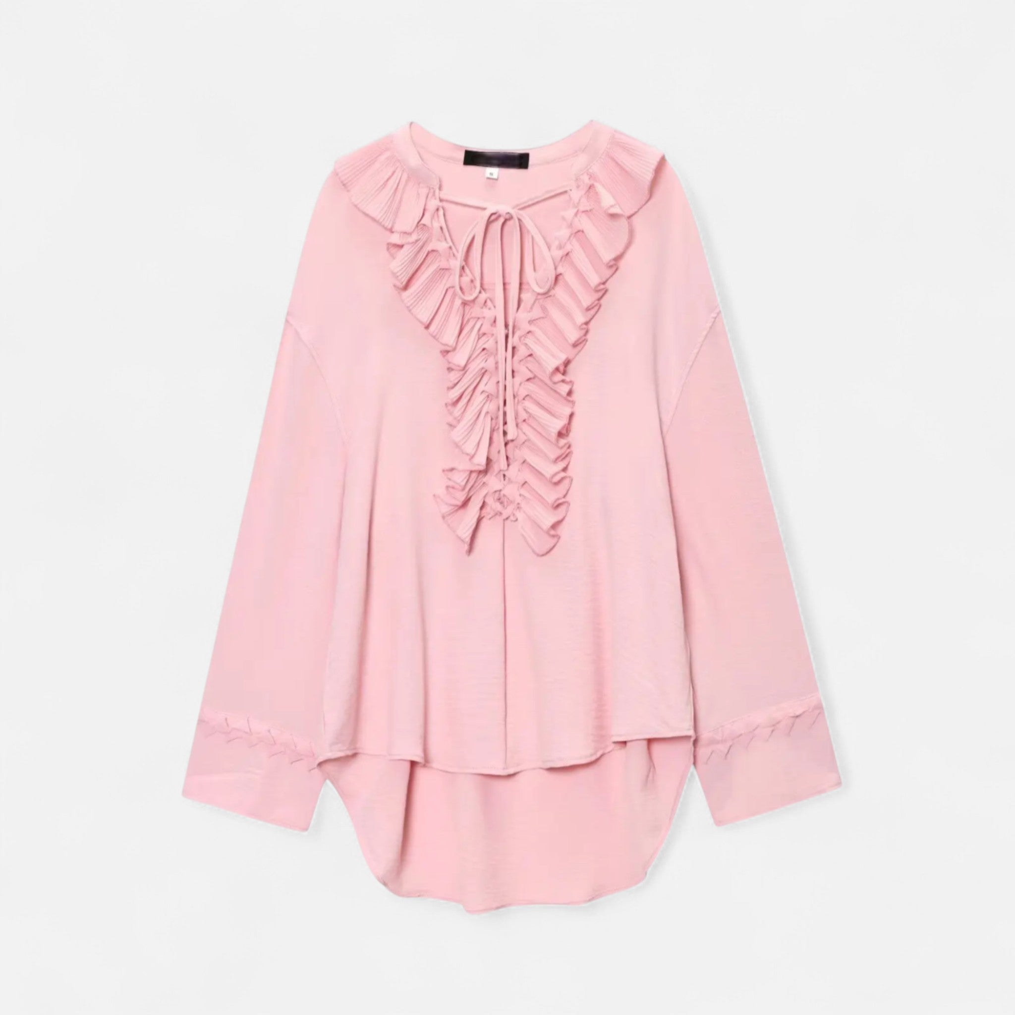 Fiventa | Women’s Ruffled Tie-Front Blouse in Marigold Yellow