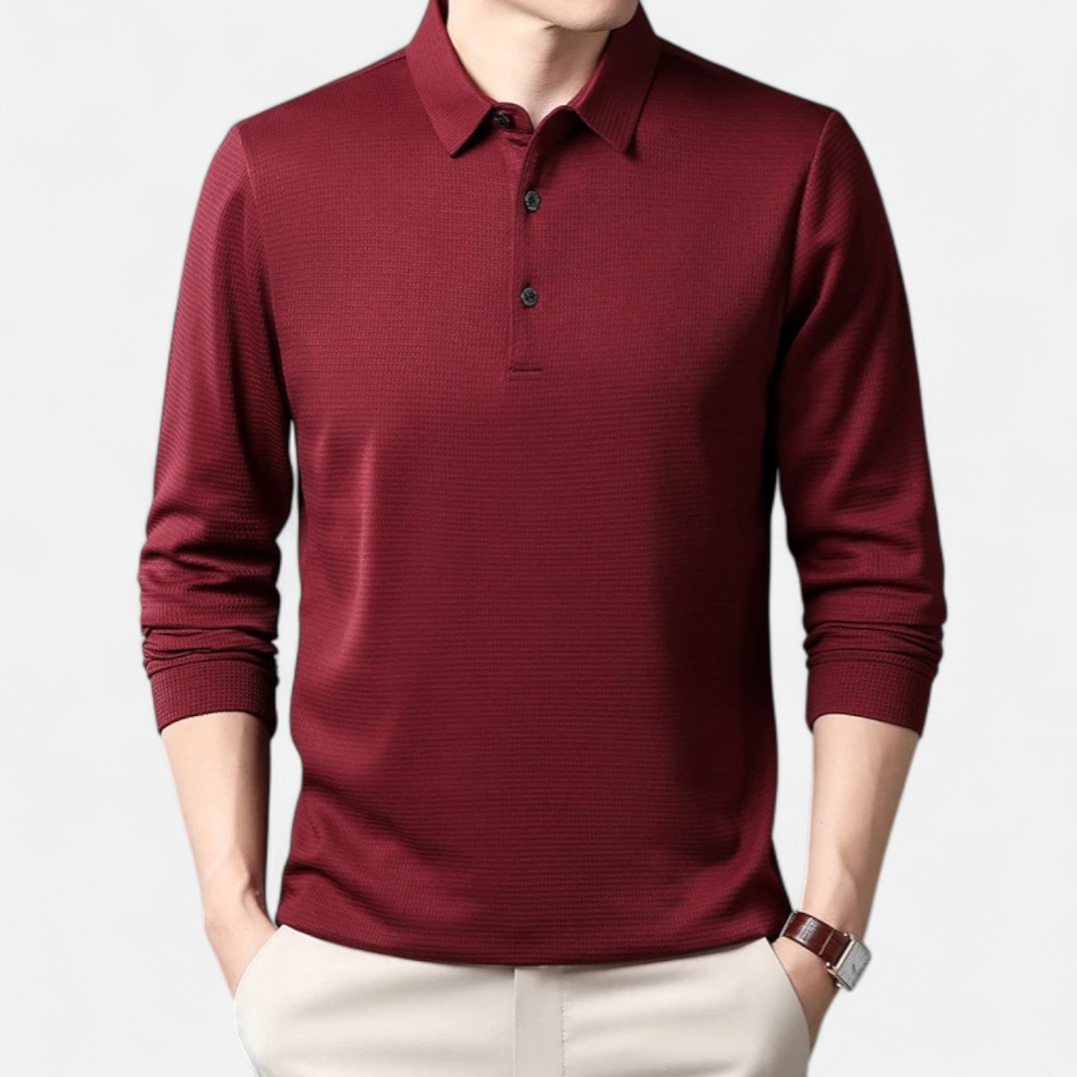 Fiventa | Men’s Business Casual Polo Shirt in Knit Texture