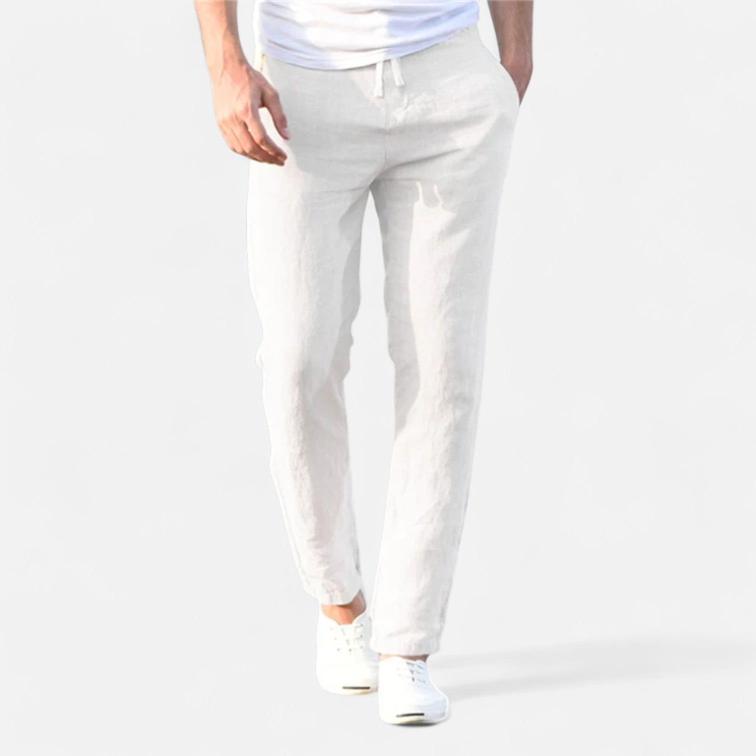 Fiventa | Men’s Breathable Solid Linen Pants for Everyday Ease