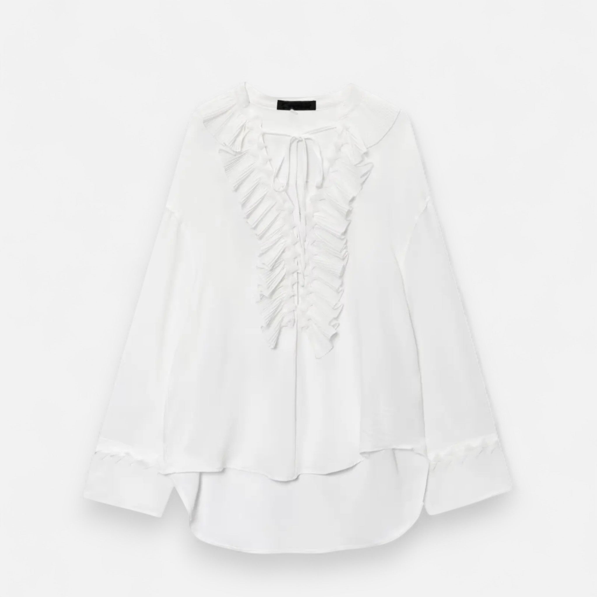 Fiventa | Women’s Ruffled Tie-Front Blouse in Marigold Yellow