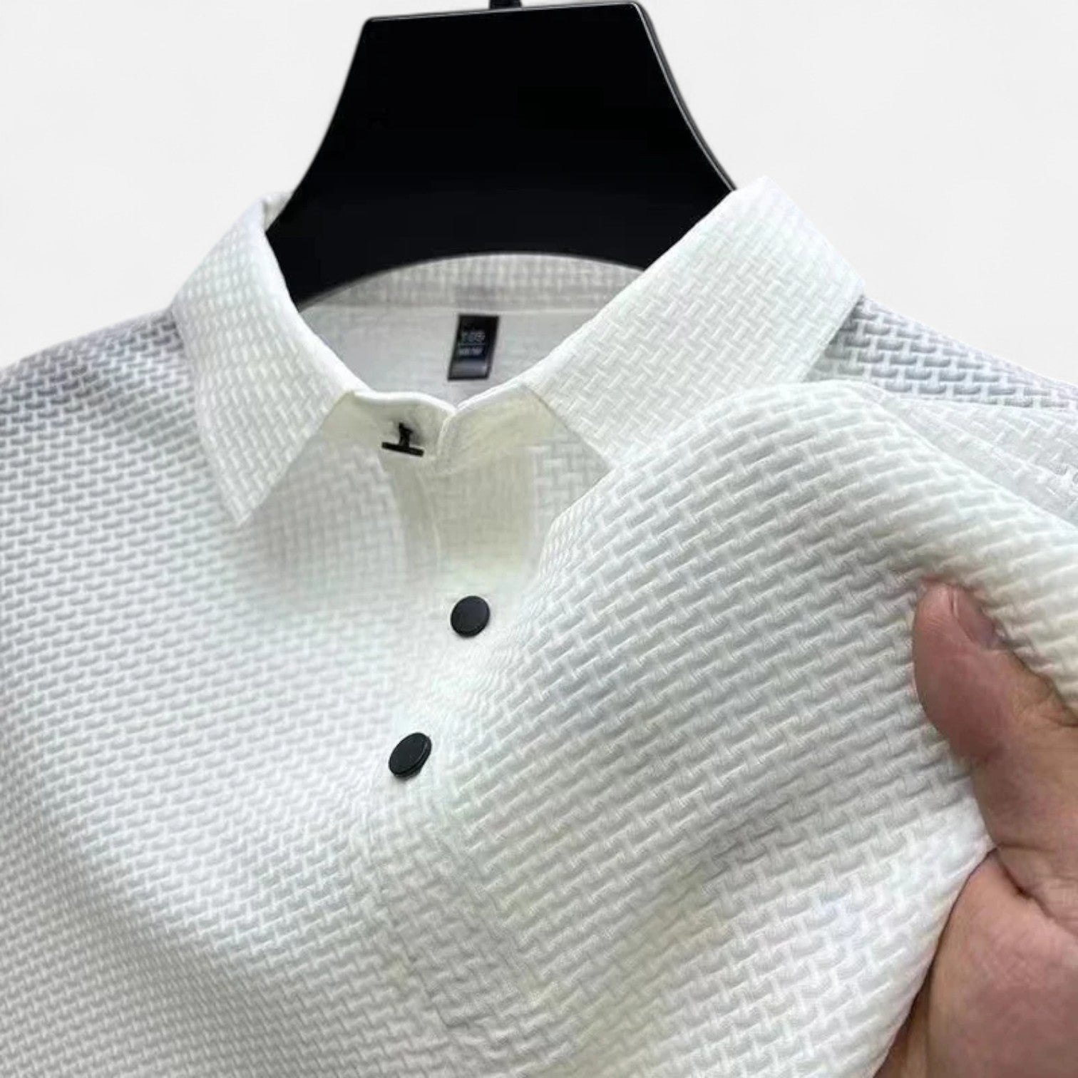 Fiventa | Men’s Summer Polo Shirt in Bone Weave Texture