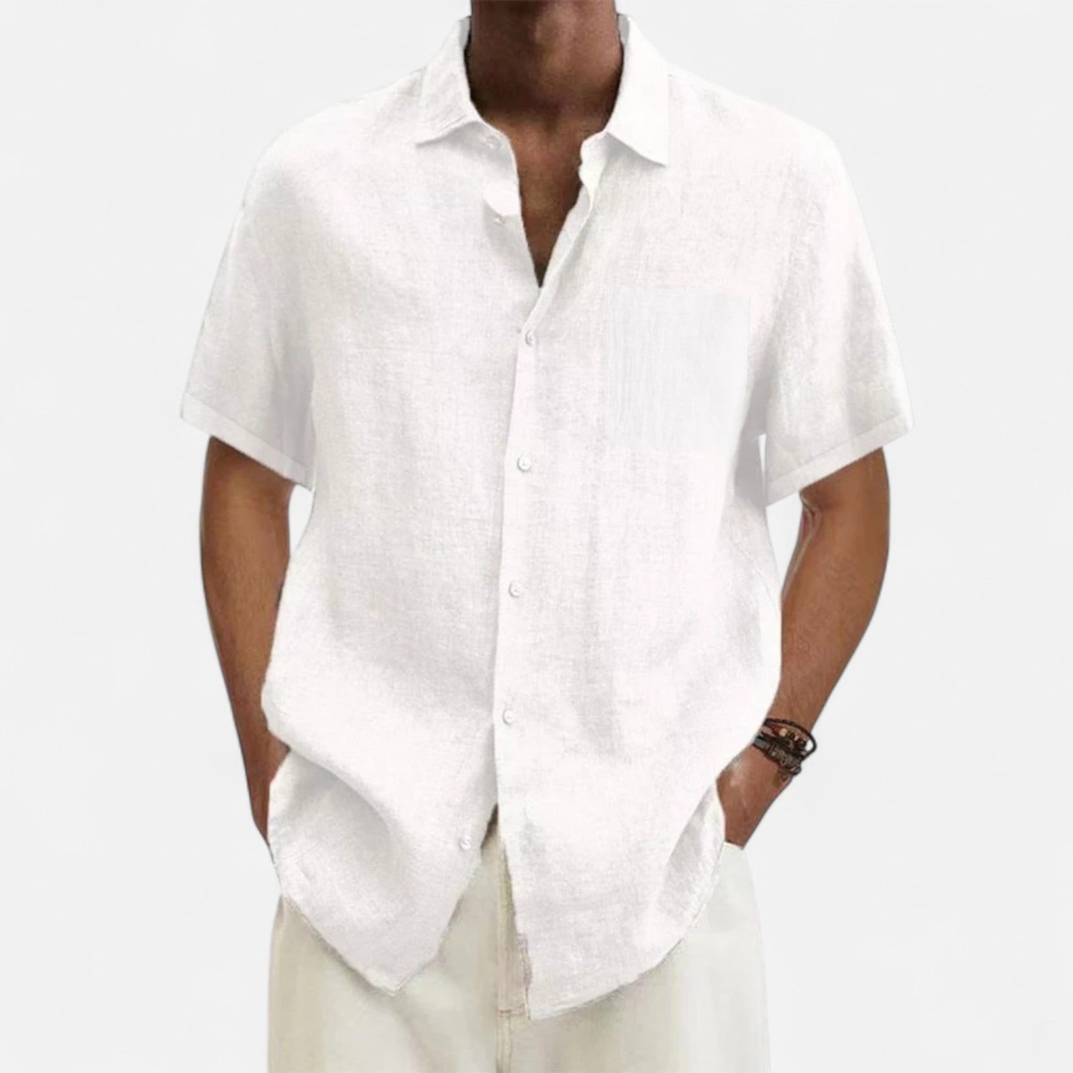 Fiventa | Men’s Short-Sleeve Beach Shirt with Turn-Down Collar