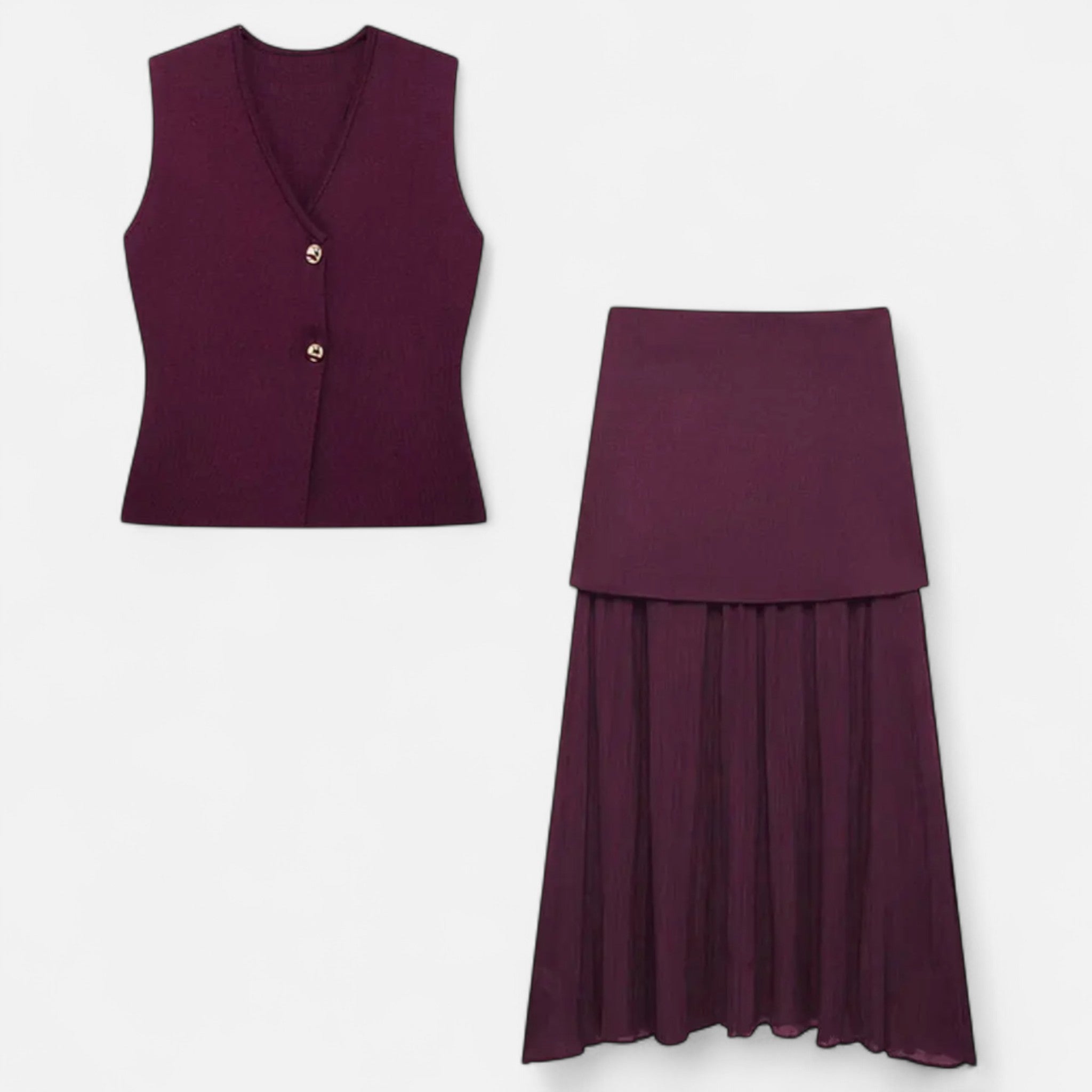 Fiventa | Women’s Knitted Vest & High-Waist Skirt Set