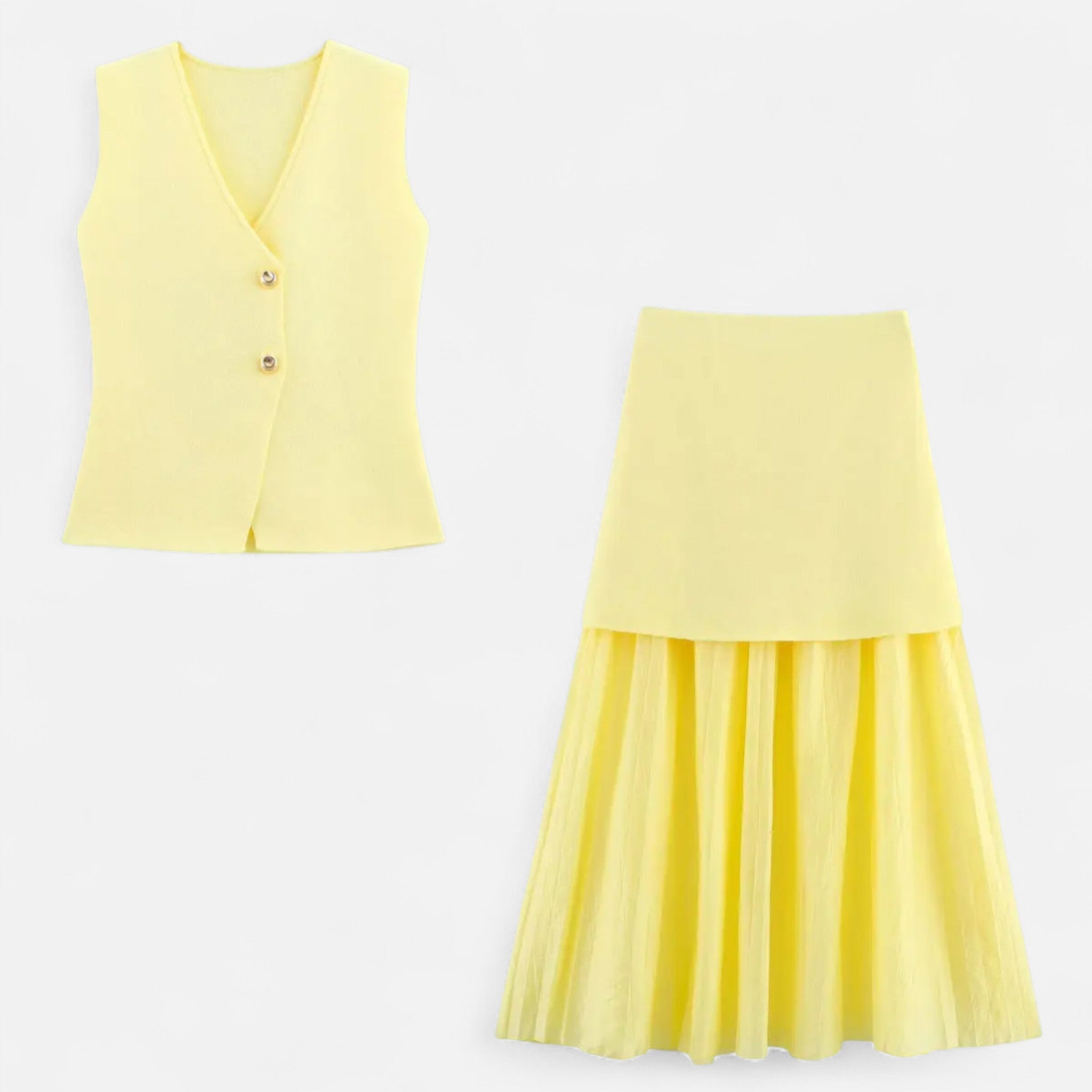 Fiventa | Women’s Knitted Vest & High-Waist Skirt Set
